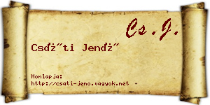 Csáti Jenő névjegykártya